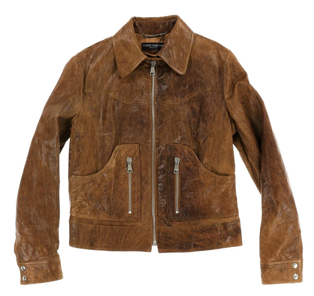 DOLCE & GABBANA Womens Lamb Leather Zip Detail Motorcycle Jacket Size 46